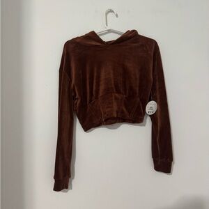 Elegant Brown Velvet Women's Hoodie